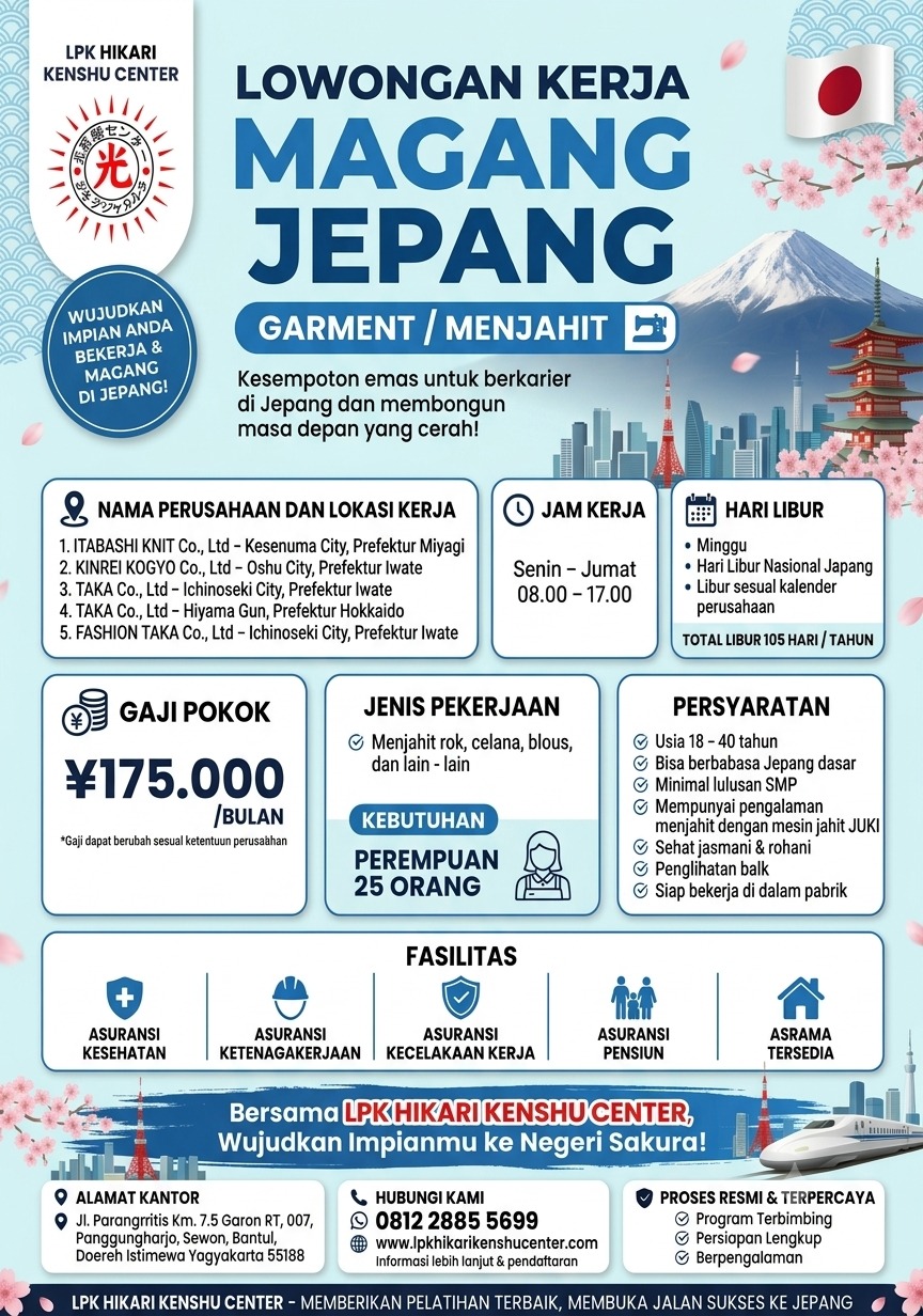 TERSEDIA JOB GARMENT 5 PERUSAHAAN 🏨